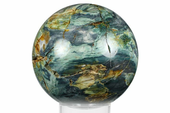 Gary Green Jasper (Larsonite) Bog Wood Sphere - Top Quality Color #369049